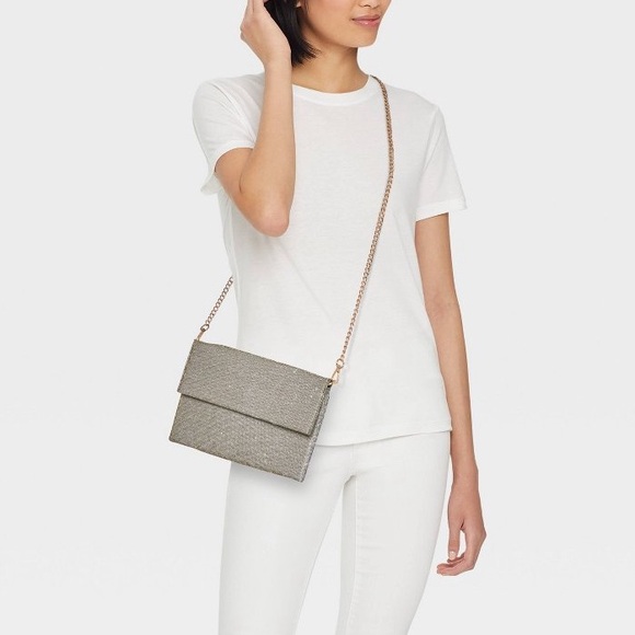 NWT Flap Clutch Bag - A New Day Sparkle: Magnetic Closure, Detachable Strap - Picture 7 of 7